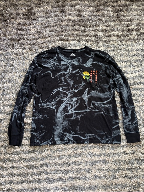 Original Gravity Other - Black Cotton Long-Sleeve Embroidery & Graphic Crewneck Shirt with Smoke Motif M